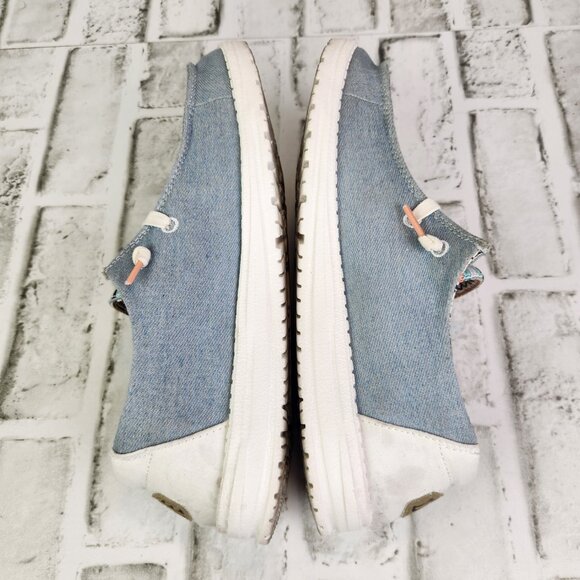 Hey Dude Wendy Boho Women's Size 8 Blue Denim Slip On Comfort Casual Flat Shoes - Picture 7 of 10